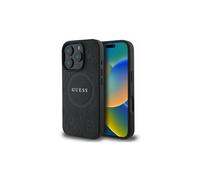 Guess Leather Saffiano Peony Classic Hardcase for iPhone 16 Pro Black