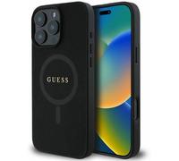 Guess Leather Saffiano Peony Classic Logo Hardcase with MagSafe for iphone 16 Pro Max 6.9" Black - GUHMP16XPSAHMCK