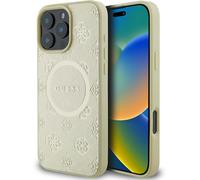 Guess Leather Saffiano Peony Classic Logo Hardcase with MagSafe for iphone 16 Pro Max 6.9" Gold - GUHMP16XPSAPSMED