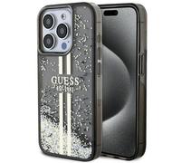 Guess Liquid Glitter Gold Stripes Hard Case for iphone 15 Pro 6.1" Black