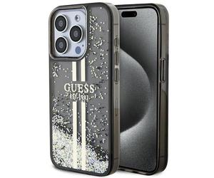 Guess Liquid Glitter Gold Stripes Hard Case for iphone 15 Pro Max 6.7" Black