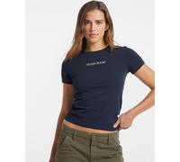 Guess Logo Print Short Sleeve T-Shirt Navy Blue Women - L