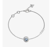 Guess Mama Non Mama Silver Tone Blue Crystal Heart Halo Bracelet UBB04668RHLSL