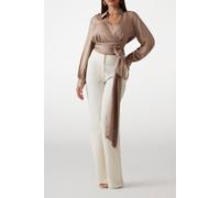 GUESS Marciano By Dorian Ls Wrap Blouse Natural Almond size 42 | Longsleeves Outlet | Women | Brown 42