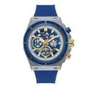 GUESS Masterpiece Men's Nylon/Silicone Watch, Silver/Blue, Classic