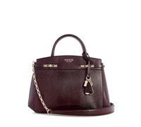 GUESS Melinda Triple Compartment Satchel Shoulder Bag Burgundy Wine Red
