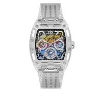 Guess Men Watch GW0499G3 – Phoenix Clear, Analog Quartz, Silicone Strap, Multi-function