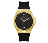 Guess Men's Watch GW0790G1 Gold-tone Black Dial Silicone Strap Recycled Steel