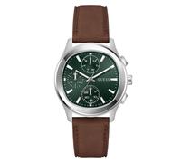 Guess Men’s Palmer Green Dial Light Brown Leather Strap Watch GW1049G1 | Acotis - Mineral lens / Stainless Steel / Leather