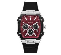 Guess Watches Guess Gents Phoenix Multifunction Red Dial Black Silicone Strap Watch