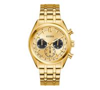 Guess Dawson Men's Watch with Date Display, Gold Stainless Steel Strap, Mineral Glass, Gold Dial, 5 Bar, Case Diameter: 44 mm, GW0971G2