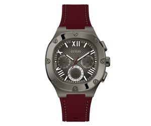 Guess Men's 42mm Watch - Black Strap Gunmetal Dial Silver Tone Case