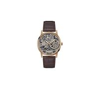 Guess Men's 42mm Watch - Black Strap Skeleton Dial Gold Tone Case