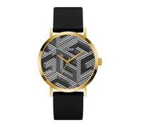 Guess Bossed Men's Patterned Dial Black Silicone Strap Watch