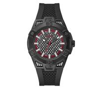 GUESS Men's 44mm Watch - Black Strap Black Dial Black Case, Black, Modern