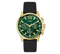 Guess Men's 44mm Watch - Black Silicone Strap Green Dial Black Case