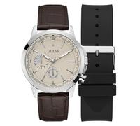 GUESS Men's 44mm Watch, Interchangeable Straps/Silver Tone/White, Classic