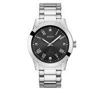 GUESS Men's 44mm Watch - Silver Tone Stainless Steel Case, Black Dial, Silver Tone Stainless Steel Bracelet, Modern