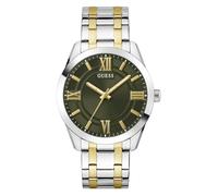 Guess Men's 44mm Watch - Two-Tone Stainless Steel Strap Green Dial Silver Tone Case