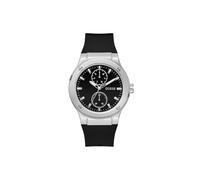 GUESS Men's 45mm Watch - Black Strap Black Dial Silver Case