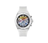 GUESS Mens 46mm Watch - Clear Strap Rainbow Dial Silver Tone Case, Clear, Modern
