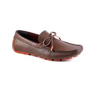 GUESS Men's Almer Driving Style Loafer, Dark Brown/Orange 200, 7.5 UK