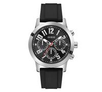 Guess Men's Black Chronograph Dial Black Leather Strap Watch