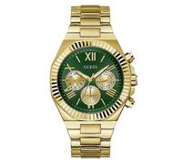 Guess Men's Brushed Gold Case, Sunray Green Multi Function Dial Brushed And Polished Gold Bracelet Watch Gold