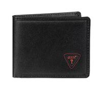 GUESS Men's Classic Bifold Wallet with Card Slots, Bill Compartment and Id Window, Black Red Triangle, One Size, Classic Bifold Wallet with Card Slots, Bill Compartment and Id Window