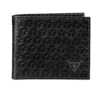 GUESS Men's Classic Bifold Wallet with Card Slots, Bill Compartment and Id Window, Black Textured, One Size, Classic Bifold Wallet With Card Slots, Bill Compartment and Id Window