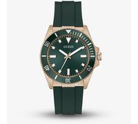 Guess Mens Cliff Rose Gold Tone Green Rubber Strap Watch GW0969G5