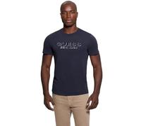 GUESS Men's Eco Basic Velvet Logo Tee, Smart Blue, S