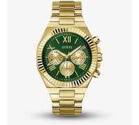 Guess Men's Green Chronograph Dial Gold Tone Bracelet Watch