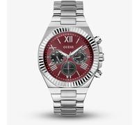 Guess Mens Equity Silver Red Dial Bracelet Watch GW0703G7