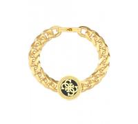 Guess Mens Gold Plated Curb 21mm Black Gold 4G Detail Bracelet - Steel / Rhodium Plated