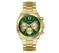 Guess Men's Green Chronograph Dial Gold Tone Bracelet Watch