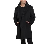 GUESS Men's Gus Single Breasted Overcoat Quilted Bib, Jet Black, S
