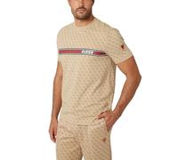 GUESS Mens Jamey T-Shirt, 4g AOP Beige Blanco, S