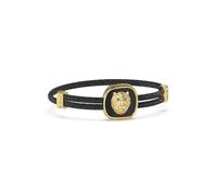 Guess Men's Lion Head Black Agate Charm Leather Bracelet