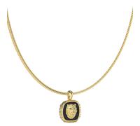 Guess Men's Lion Head Black Agate Charm Leather Necklace