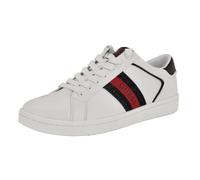 GUESS Men's Locey Sneaker, White/Black Denim Multi 140, 10 UK