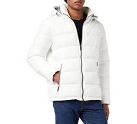 GUESS Men's Mid-Weight Puffer Jacket with Removable Hood Down Alternative Coat, White, S