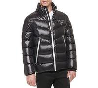 GUESS Men's Midweight Logo Oversized Zip Puffer Jacket, Black, M