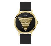 Guess Imprint Men's Gold Detail Dial Black Silicone Strap Watch