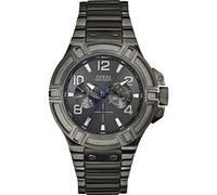 Guess Men's Quartz Watch with Black Dial Analogue Display and Black Stainless Steel Bracelet W0218G1