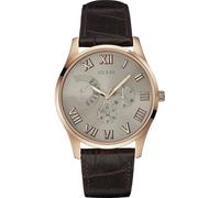 GUESS Men's Quartz Watch with Brown Dial Analogue Display and Brown Leather Bracelet W0608G1