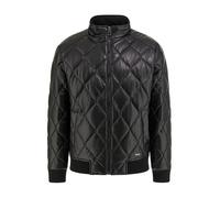 GUESS Men's Quilted Faux Leather Jacket, Jet Black, XL