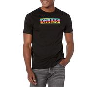 GUESS Men's Short Sleeve Basic Pride Wave Logo Tee Jet Black