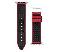 GUESS Mens smartwatch band compatible with Apple watch (42MM-44MM), Black/Red, One size, Modern