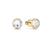 Guess Men's Stainless Steel Gold Tone 8mm Crystal Stud Earrings